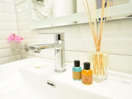 Basement Economy Room | Bathroom | Shower, hair dryer, towels, soap