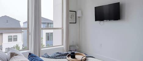 1 bedroom, desk, iron/ironing board, travel cot
