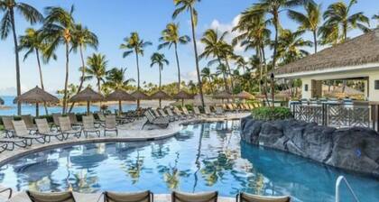 2-bedroom tower in peaceful Kapolei with AC and fitness room partial ocean view.