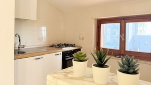 A kitchen with a sink, stove, dishwasher, and potted plants. - M470 - Marcelli, three-room apartment with sea view (Marcelli)