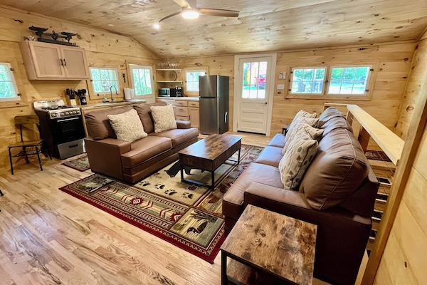 Open concept living room and kitchen.