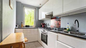 Fridge, oven, stovetop, dishwasher