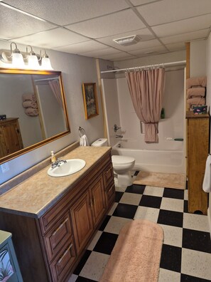 Hair dryer, towels, soap, toilet paper - Beautiful 5-bedroom waterfront house on Lake Sakakawea near Garrison! (Garrison)