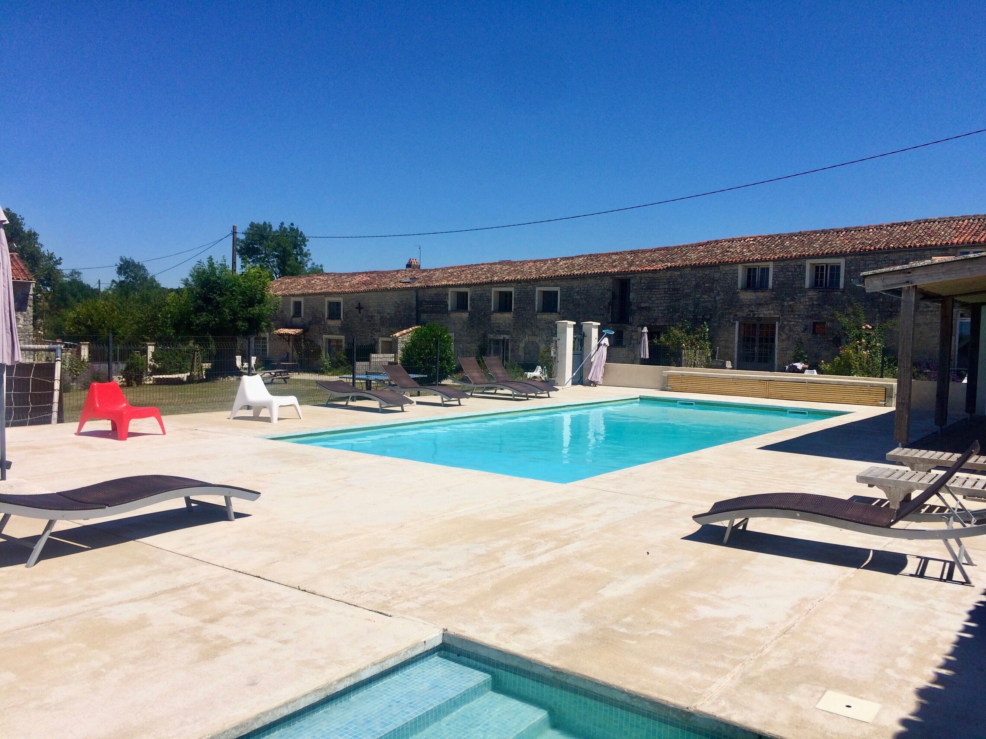 Pool. La belle maison: 3-bedroom gîte with shared heated pools and private terrace