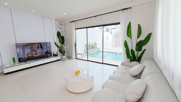 Familienvilla, 3 Schlafzimmer, eigener Pool | Wohnbereich