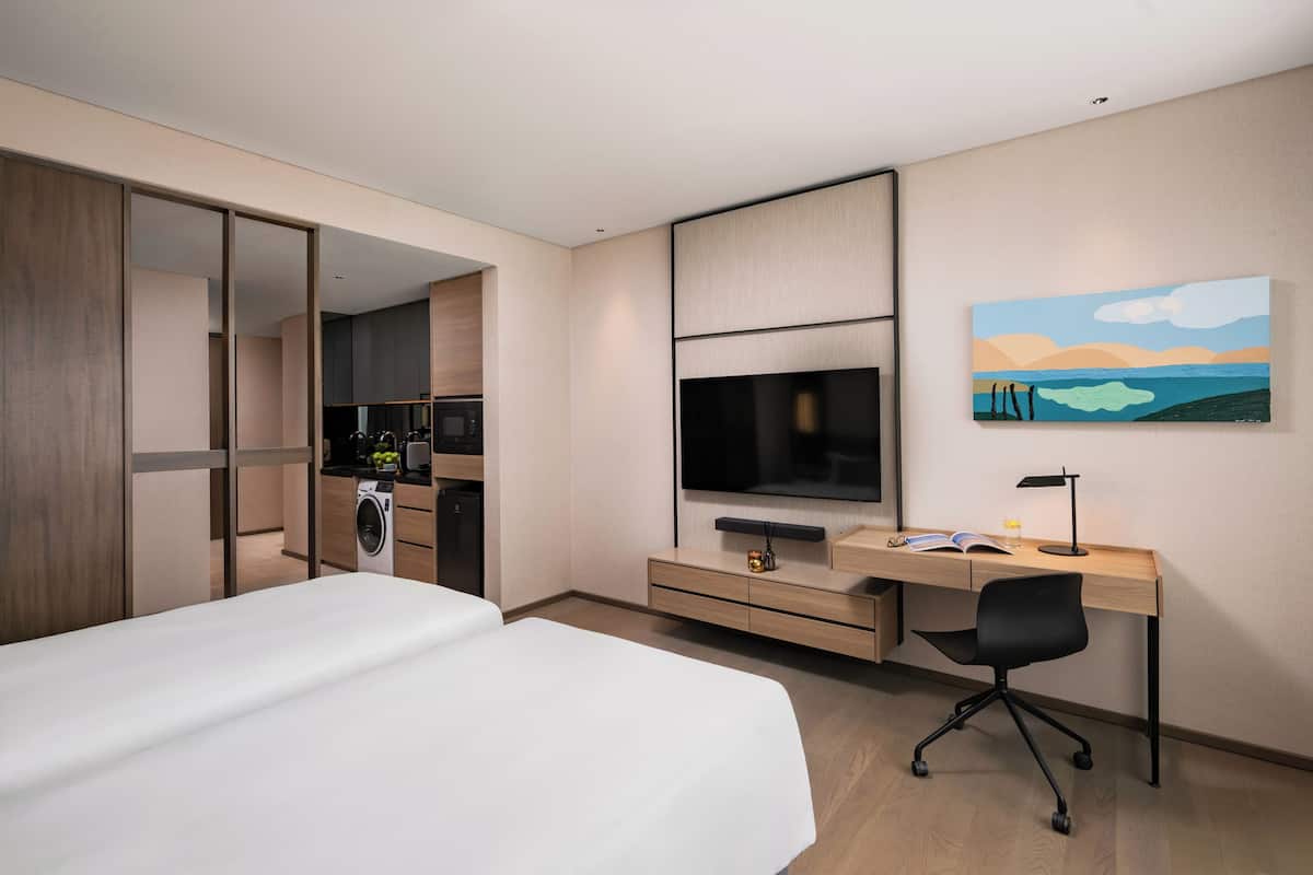 In-room safe, desk, laptop workspace, blackout drapes