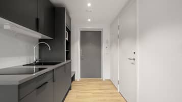 Studio, Multiple Beds, Kitchenette, City View | Private kitchen | Fridge, microwave, stovetop, dishwasher