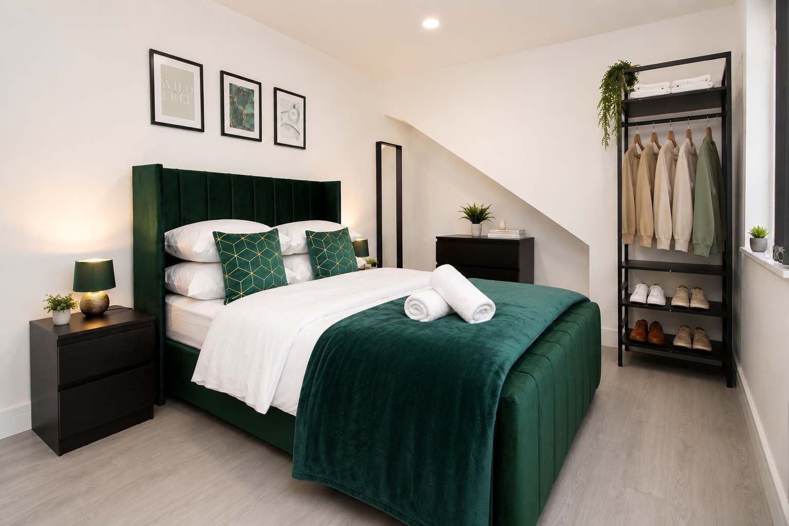 Desk, iron/ironing board, WiFi, bed sheets