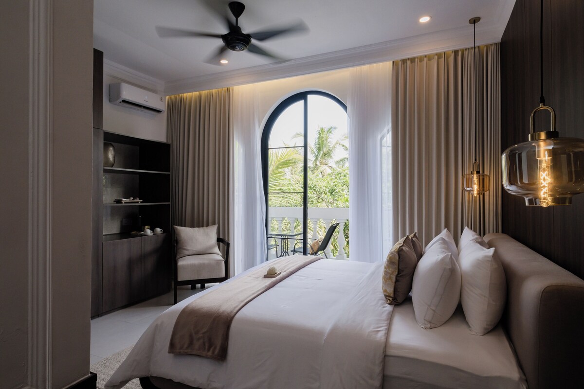 Chambre Double, balcon, vue jardin