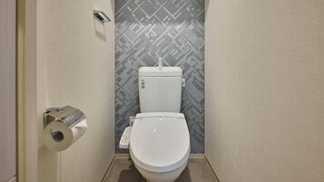 Combined shower/tub, hair dryer, slippers, towels