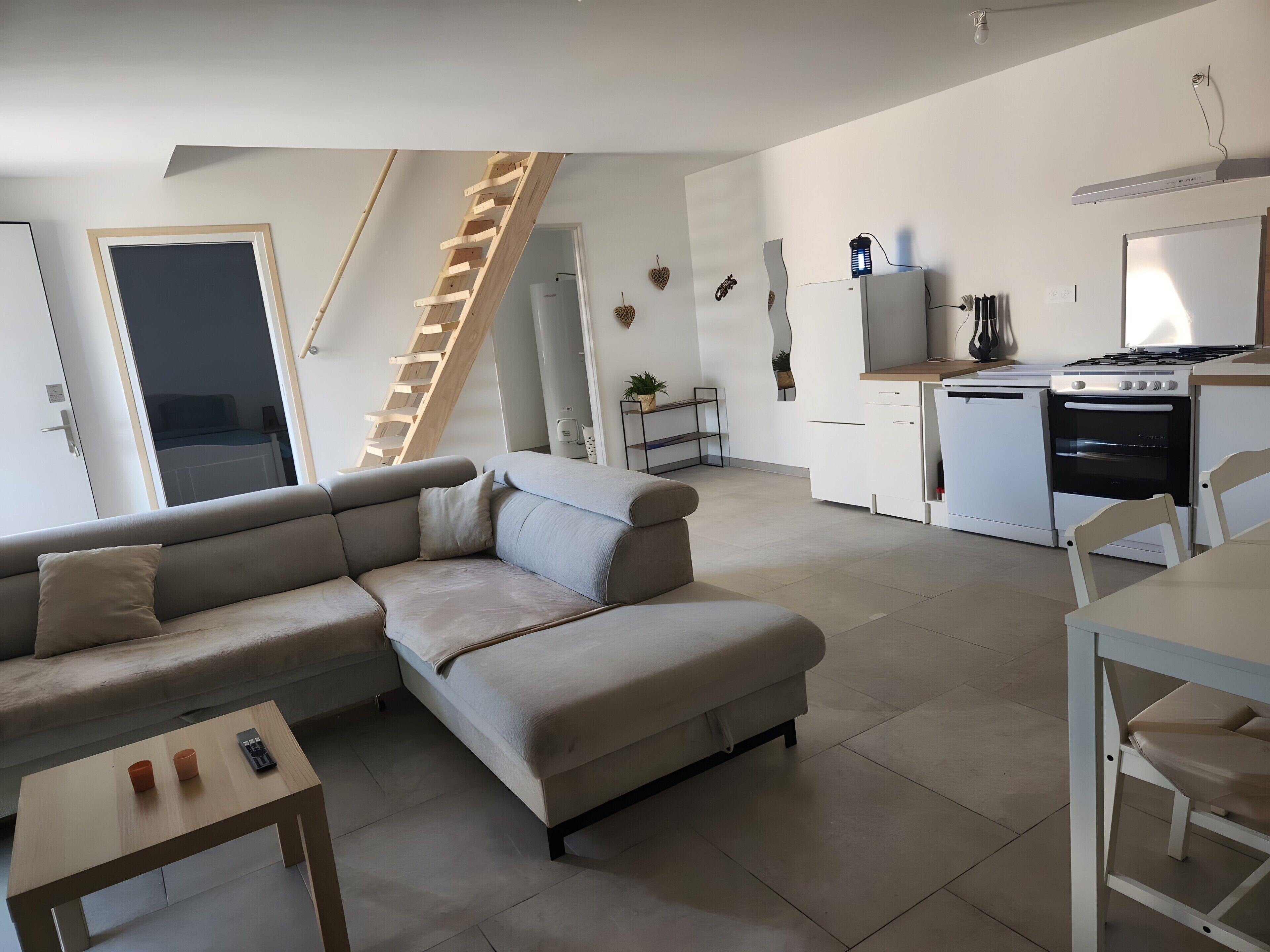 Living area. Holiday Home 'Le Gecko' with Private Terrace and Wi-Fi