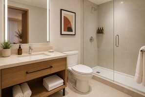 Superior-Zimmer | Badezimmer | Kostenlose Toilettenartikel, Haartrockner, Handtücher, Seife