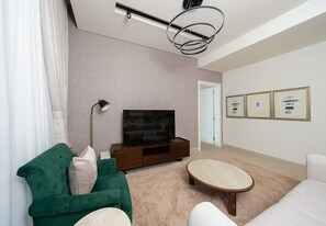 Living area - Sea View Stay at Seaside Hills 1BR (Ajman)