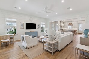 TV - Villa de Soleil – Brand-New Coastal Retreat on East Beach sleeps 16 with a Pool (St Simons Island)