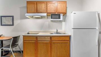 Fridge, microwave, stovetop, freezer