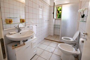 Ducha, secador de pelo y toallas