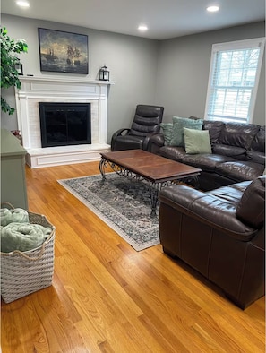 Smart TV, fireplace, computer monitors - Spacious 4-bedroom house in Longmeadow with hot tub and central air. (Longmeadow)