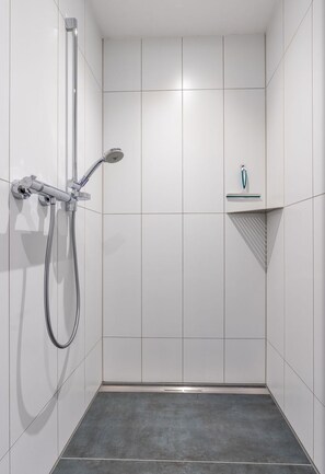 Douche, sèche-cheveux, serviettes fournies, papier toilette