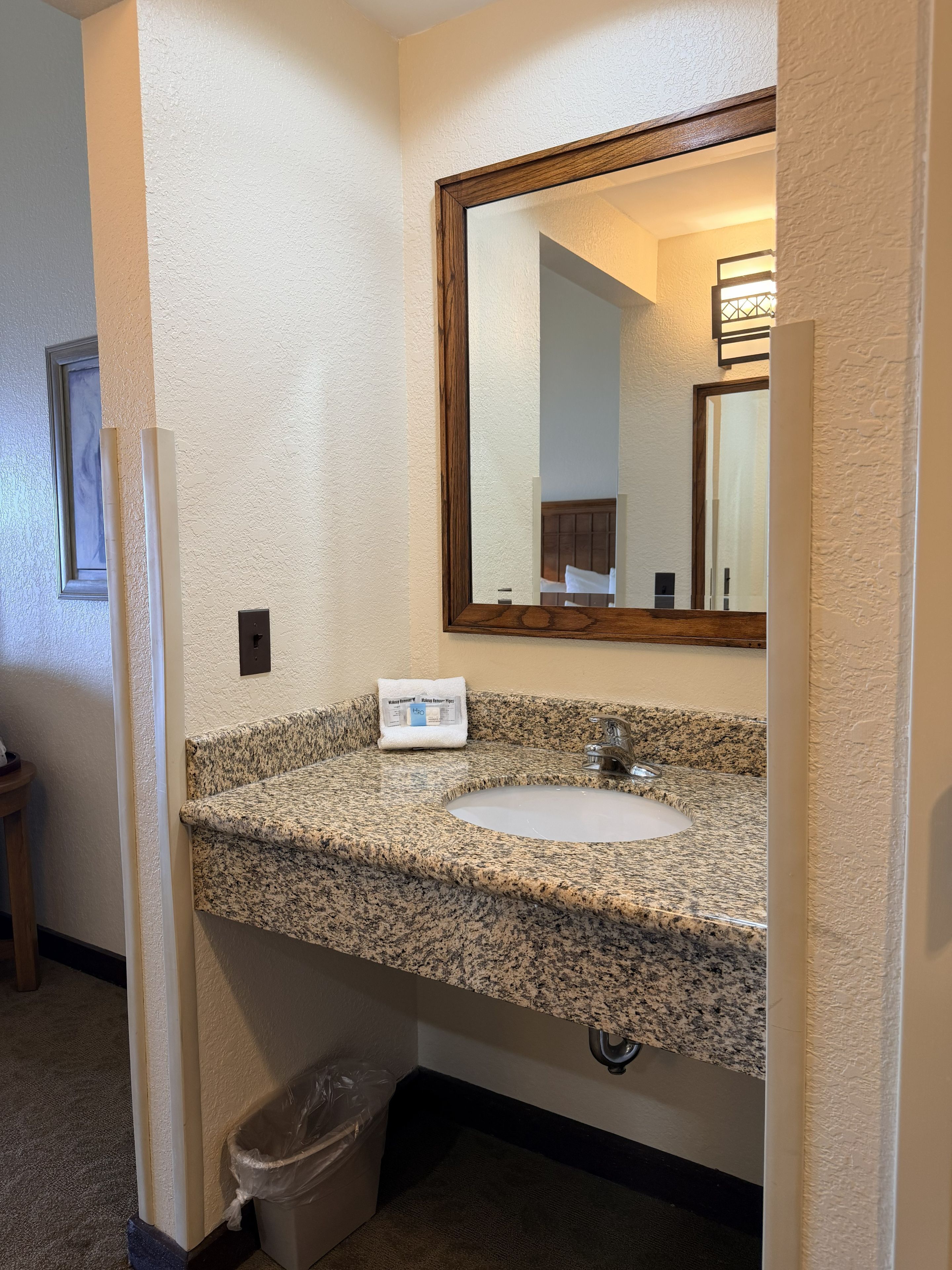 Combined shower/bathtub, hair dryer, towels, soap