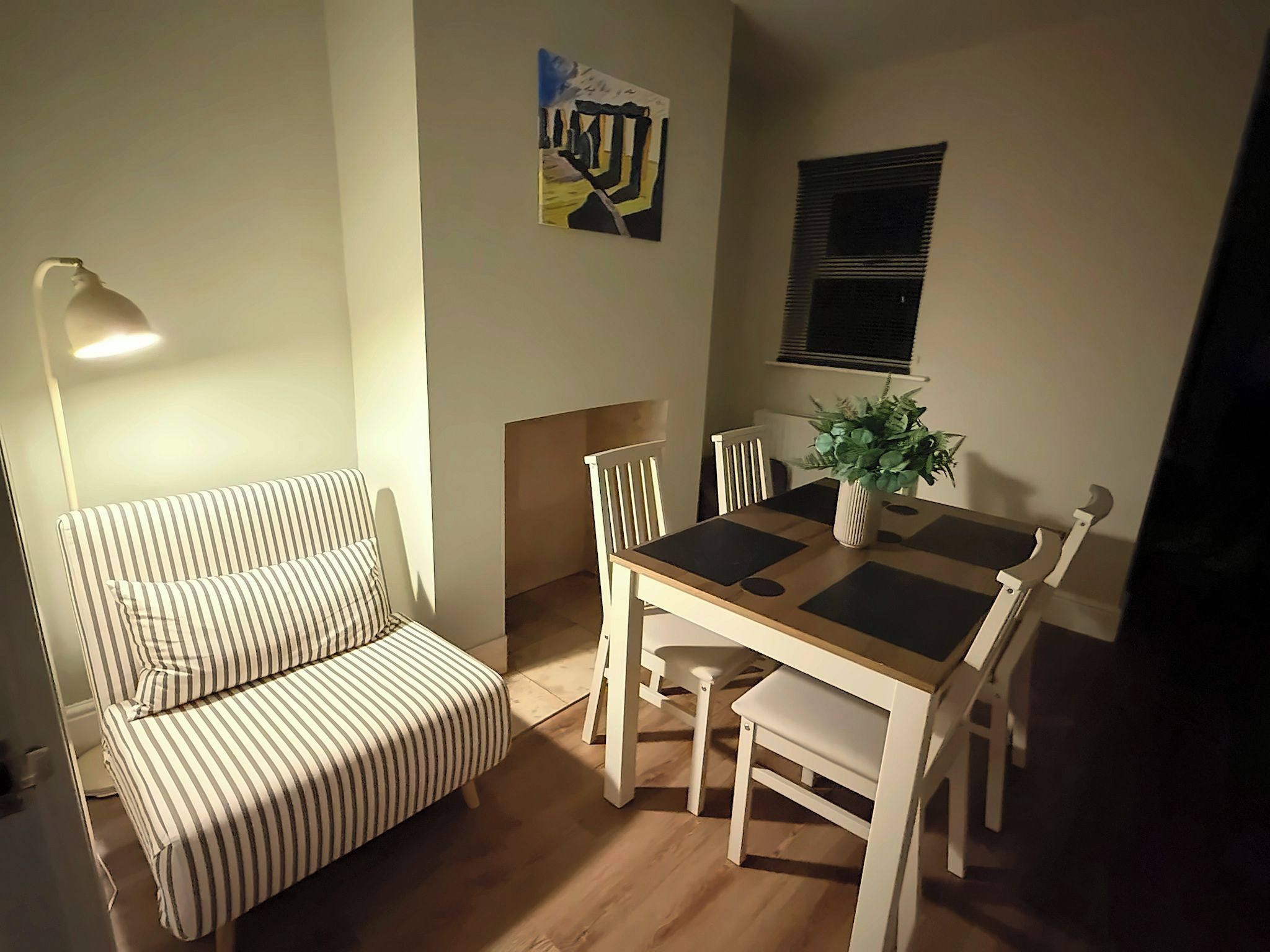 The dining room in the evening