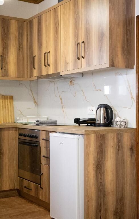 Fridge, oven, stovetop, cookware/dishes/utensils