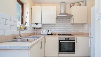 Fridge, microwave, oven, toaster