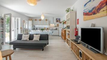Fernseher, Kamin, DVD-Player