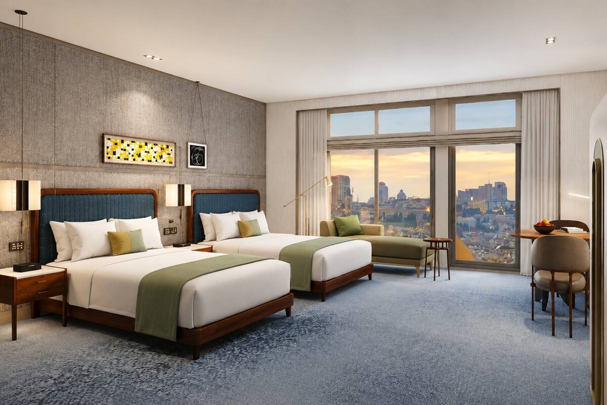 Premium Room, 2 Queen Beds (New City View) | Hypo-allergenic bedding available, minibar, in-room safe, desk