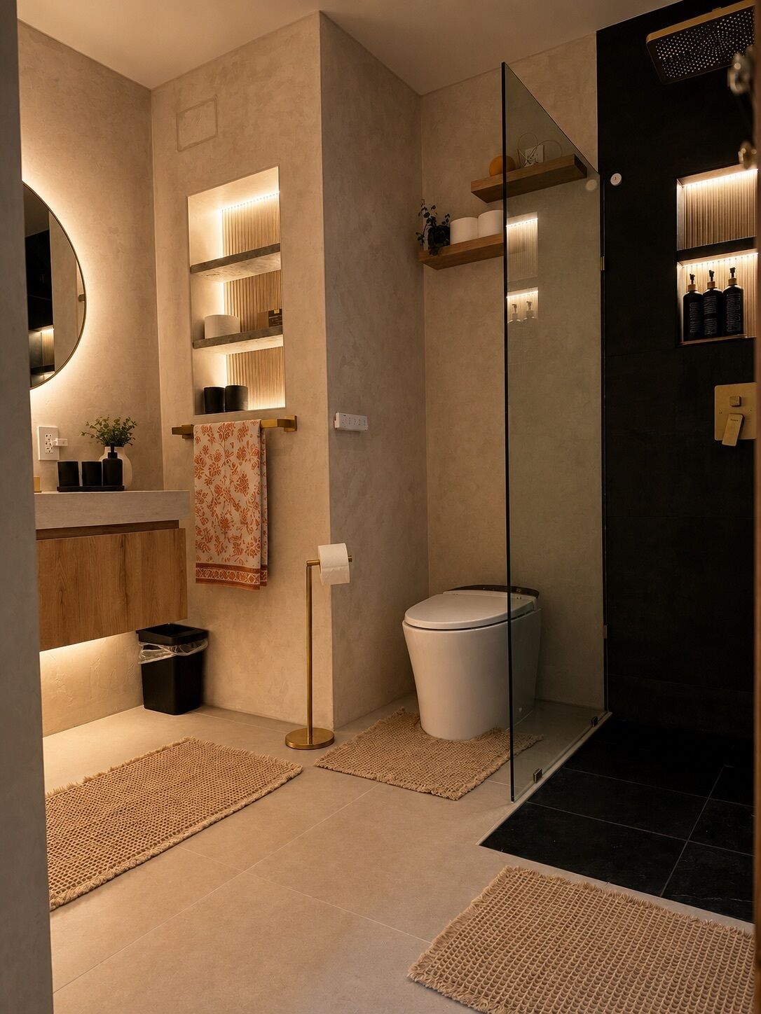 Dusche, Haartrockner, Bidet, Handtücher