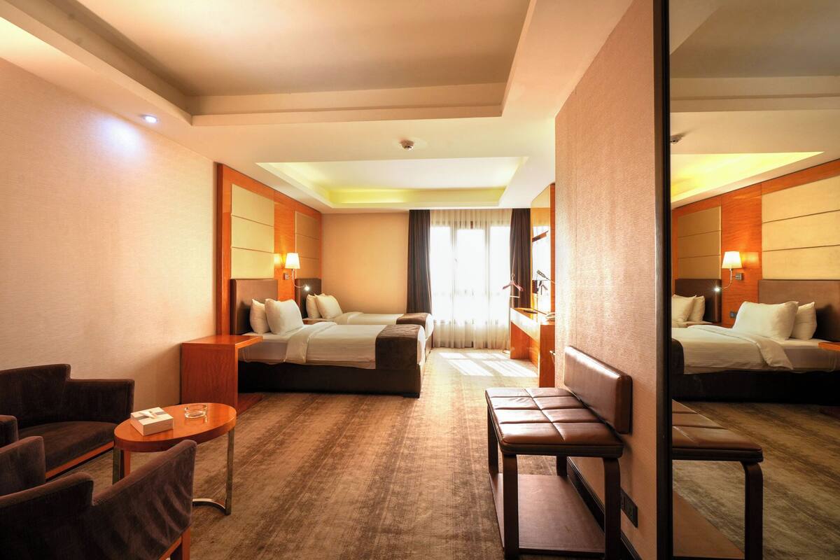 Deluxe Double or Twin Room, City View | In-room safe, desk, laptop workspace, iron/ironing board