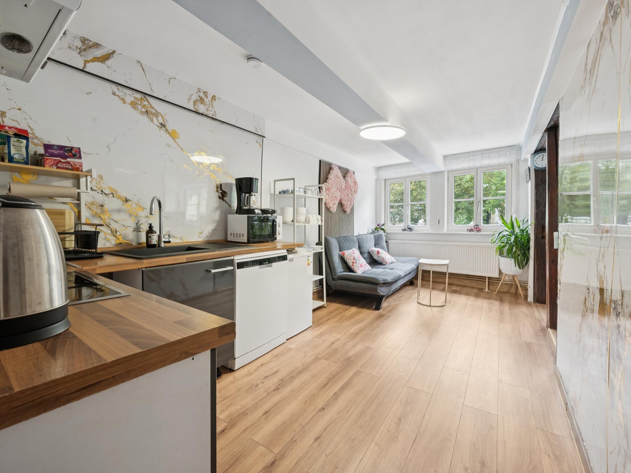 Kühlschrank, Mikrowelle, Ofen, Herdplatte