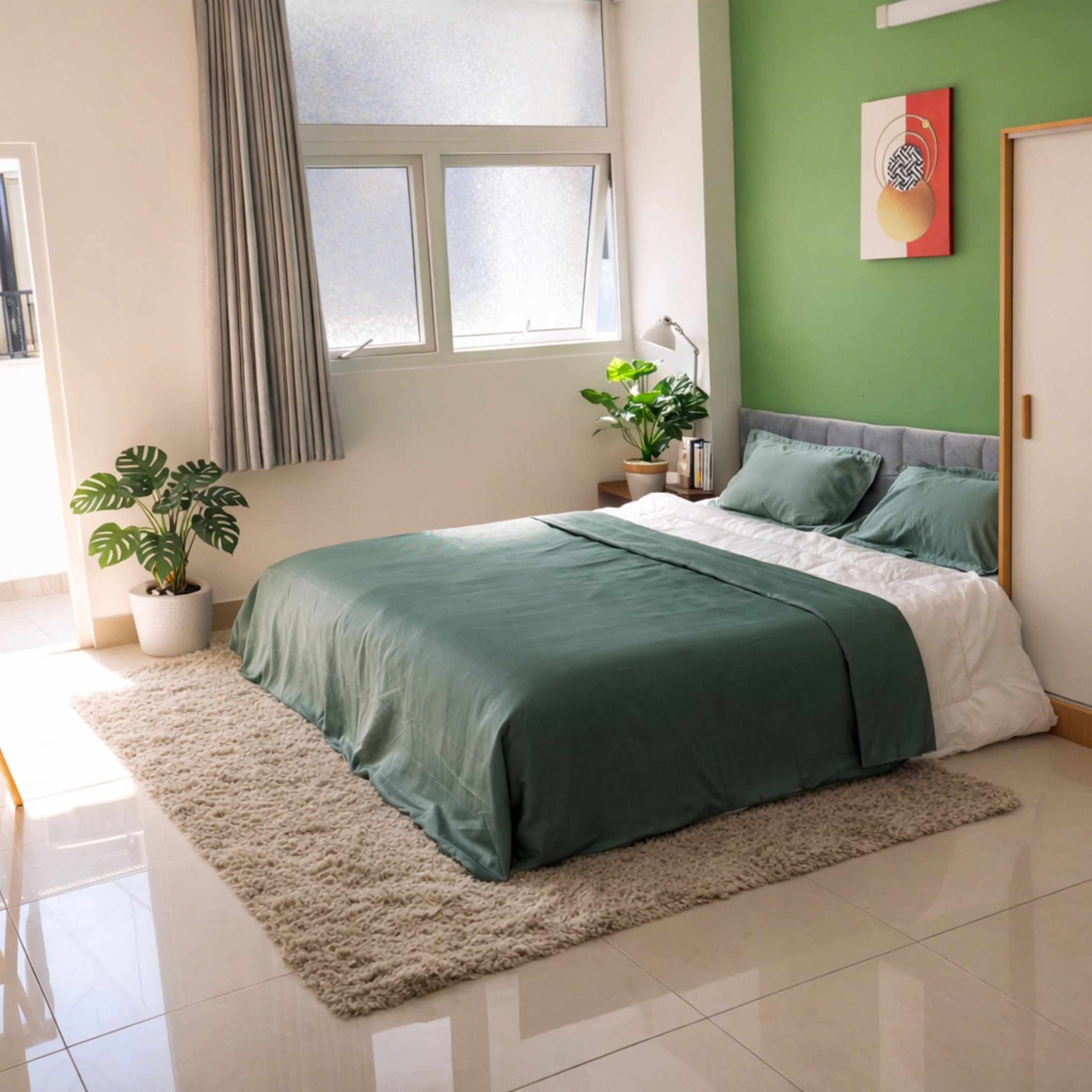 Escritorio, tabla de planchar con plancha, wifi gratis y ropa de cama 