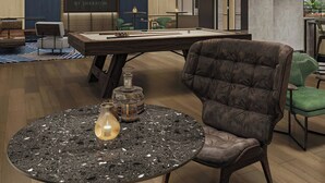 A modern living room with a pool table, a comfortable seating area, and a large wall-mounted screen displaying 'FOUR POINTS BY SHERATON'. - Four Points by Sheraton Shenzhen Nanshan (Shenzhen)