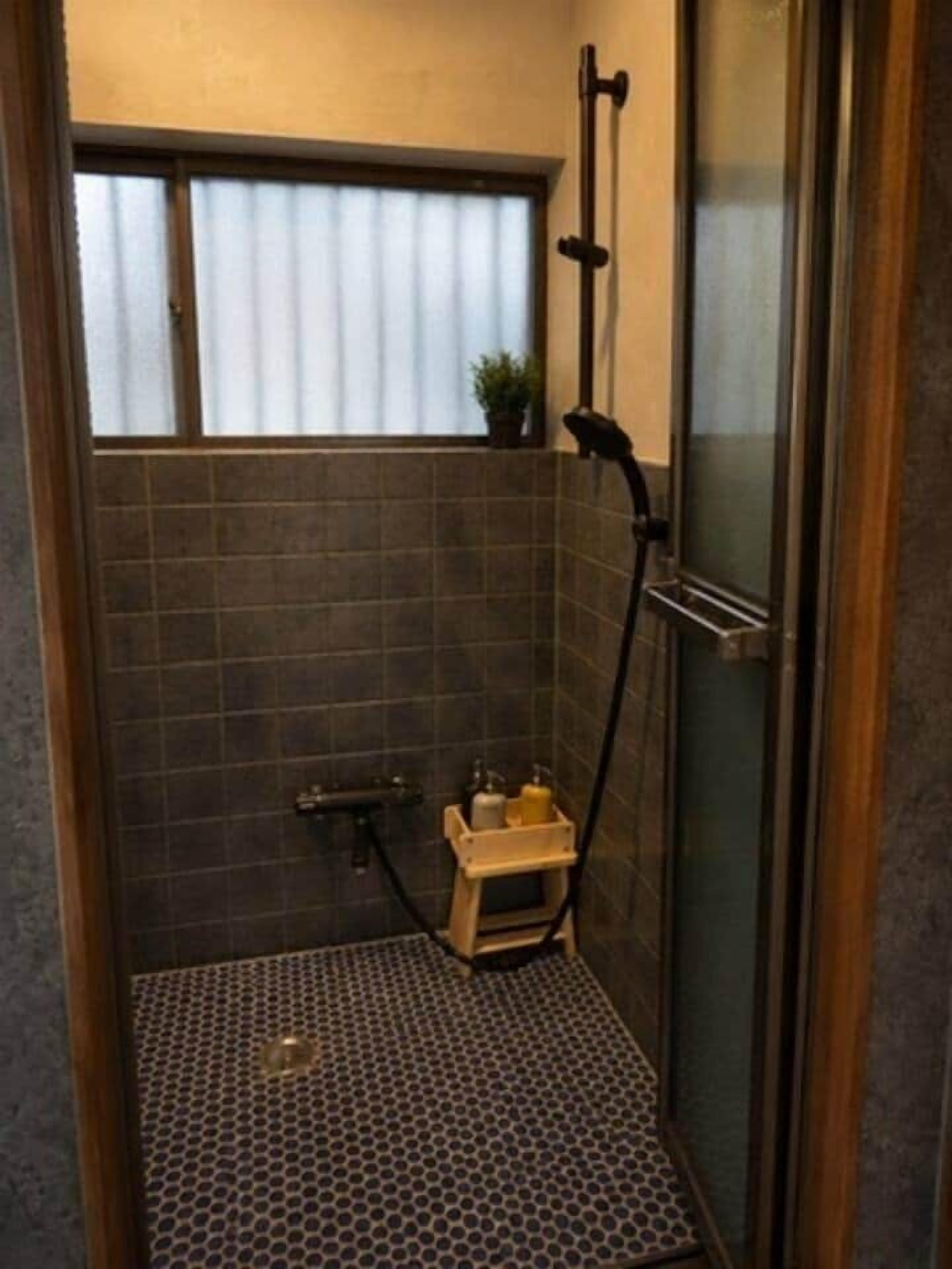 Hair dryer, bidet, towels, soap