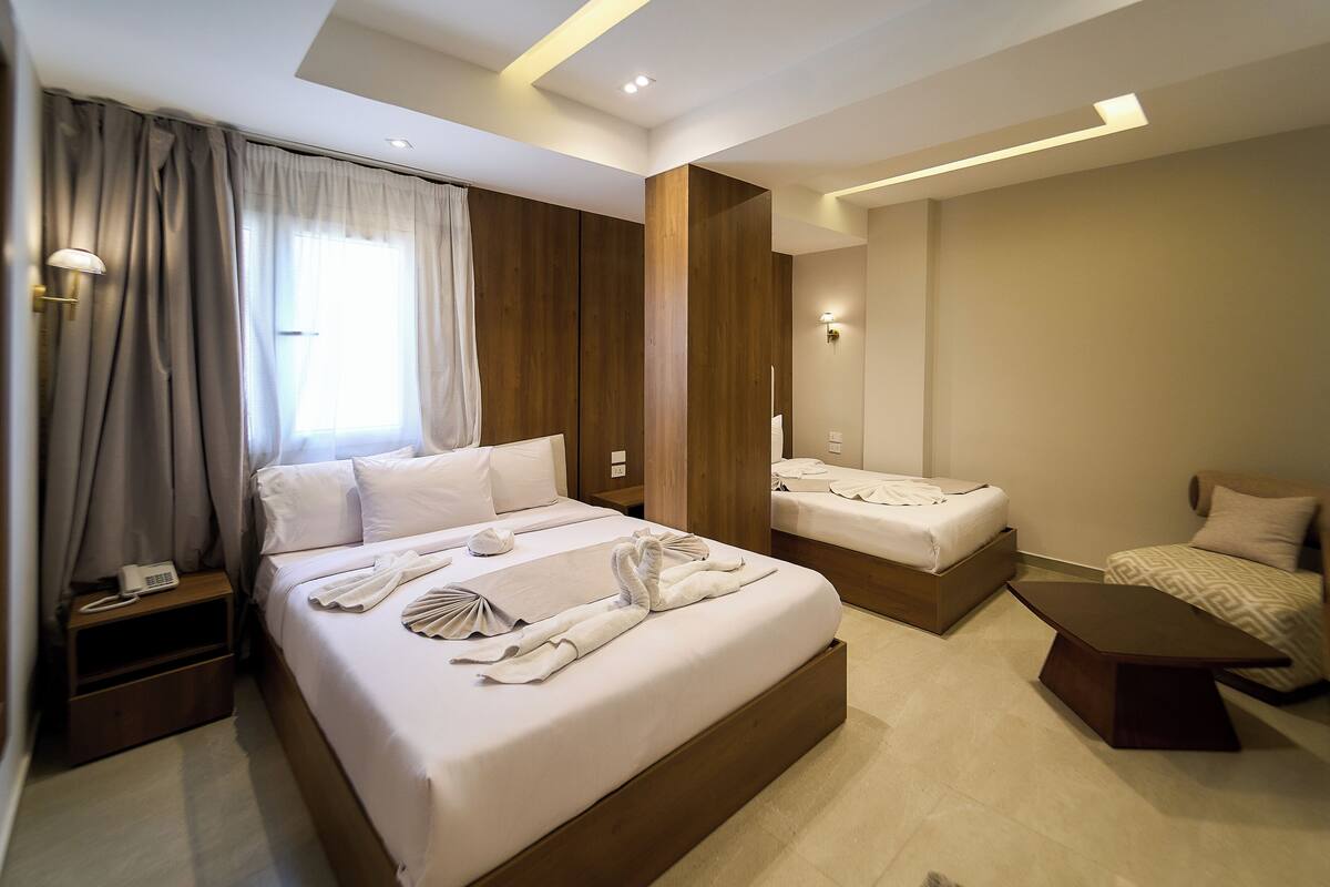 Sábanas de algodón egipcio, ropa de cama de alta calidad y minibar 