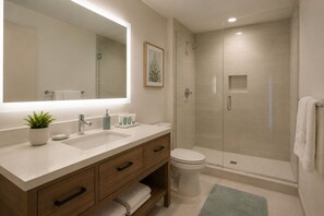 Basic-Zimmer, Stadtblick | Badezimmer | Haartrockner, Handtücher, Seife, Shampoo