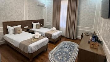 In-room safe, desk, laptop workspace, blackout curtains