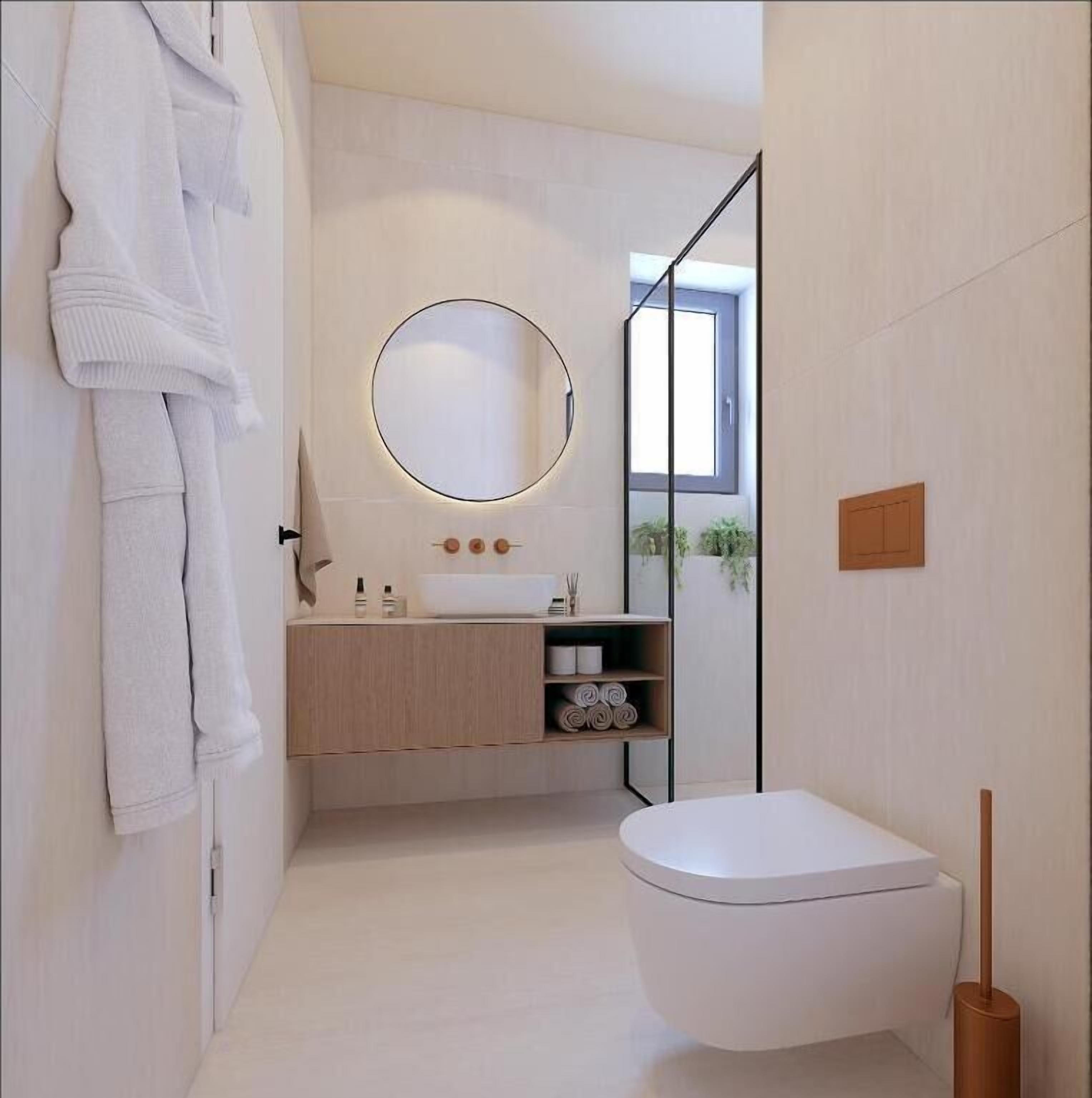 Dusche, kostenlose Toilettenartikel, Haartrockner, Hausschuhe