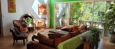 Télévision, lecteur de DVD, livres, vidéothèque