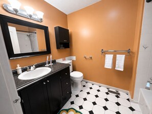 Sèche-cheveux, serviettes fournies, savon, papier toilette