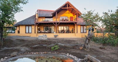 Safari house in Kruger National Park with private waterhole