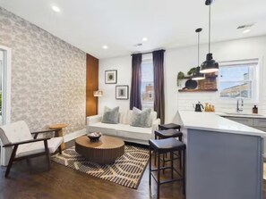 Living area - Boho City Escape with Onsite Parking and Private Balcony (Chicago)