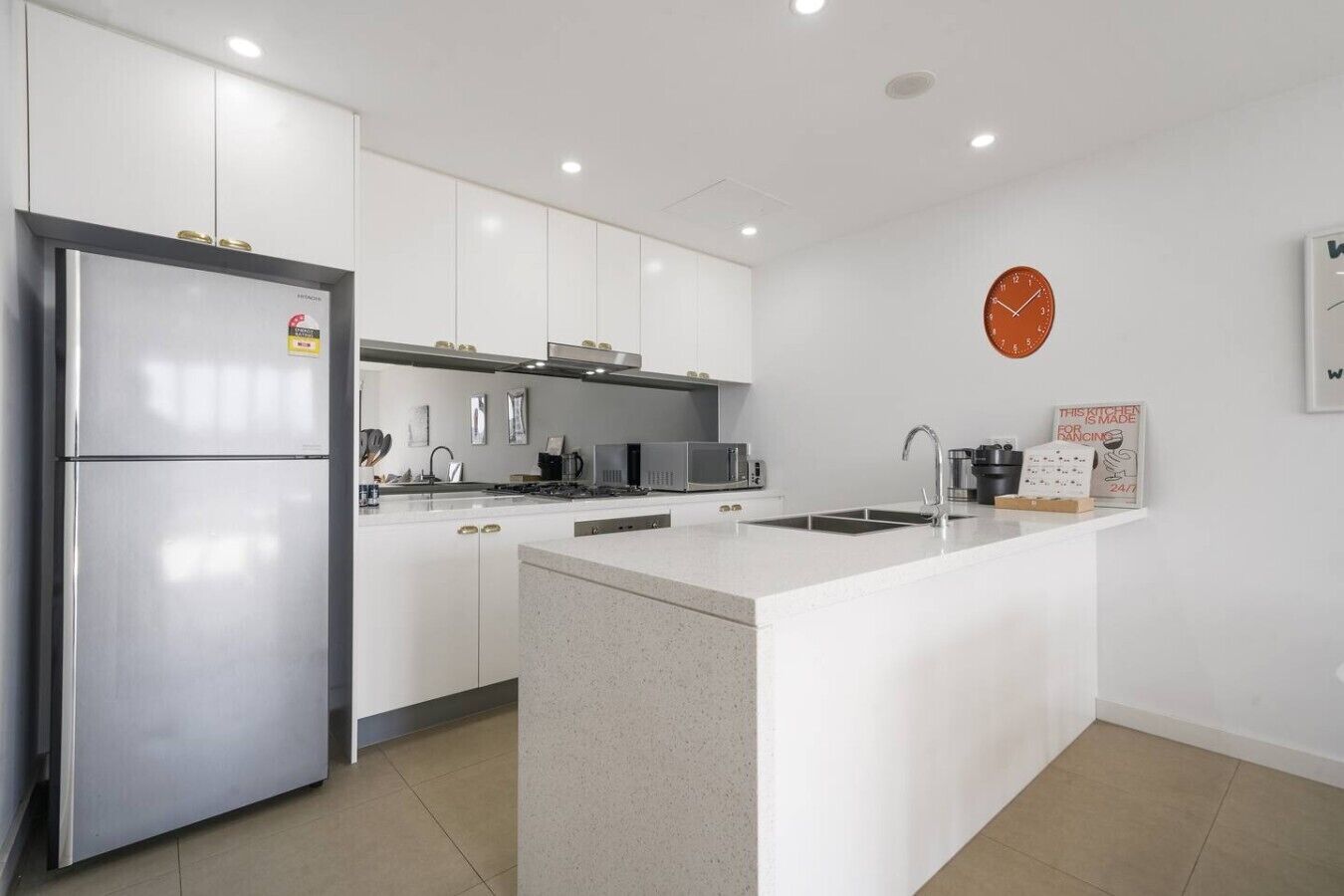 Fridge, microwave, oven, dishwasher