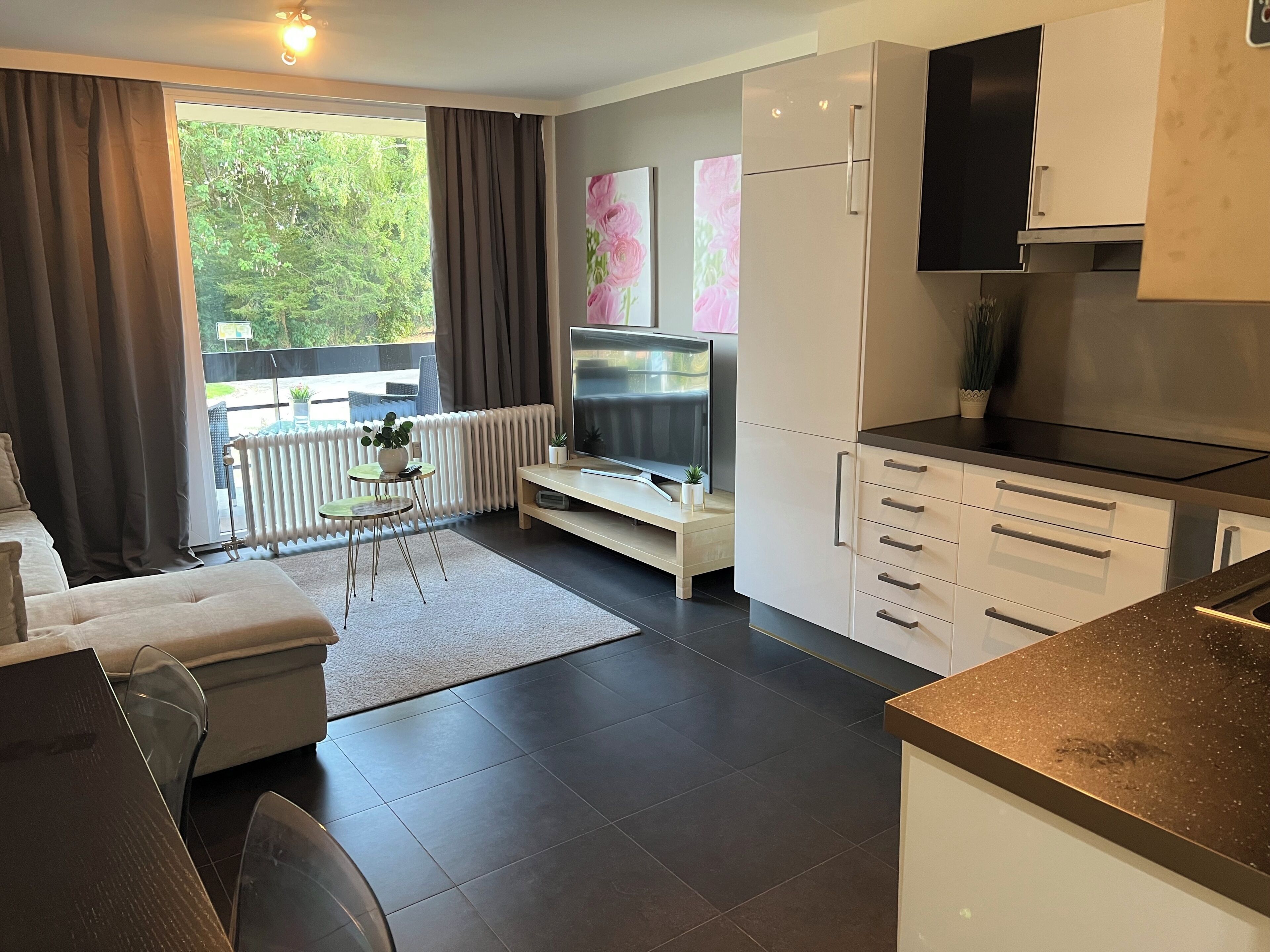 Huoneisto, 1 makuuhuone, patio | Olohuone | Kirjoja