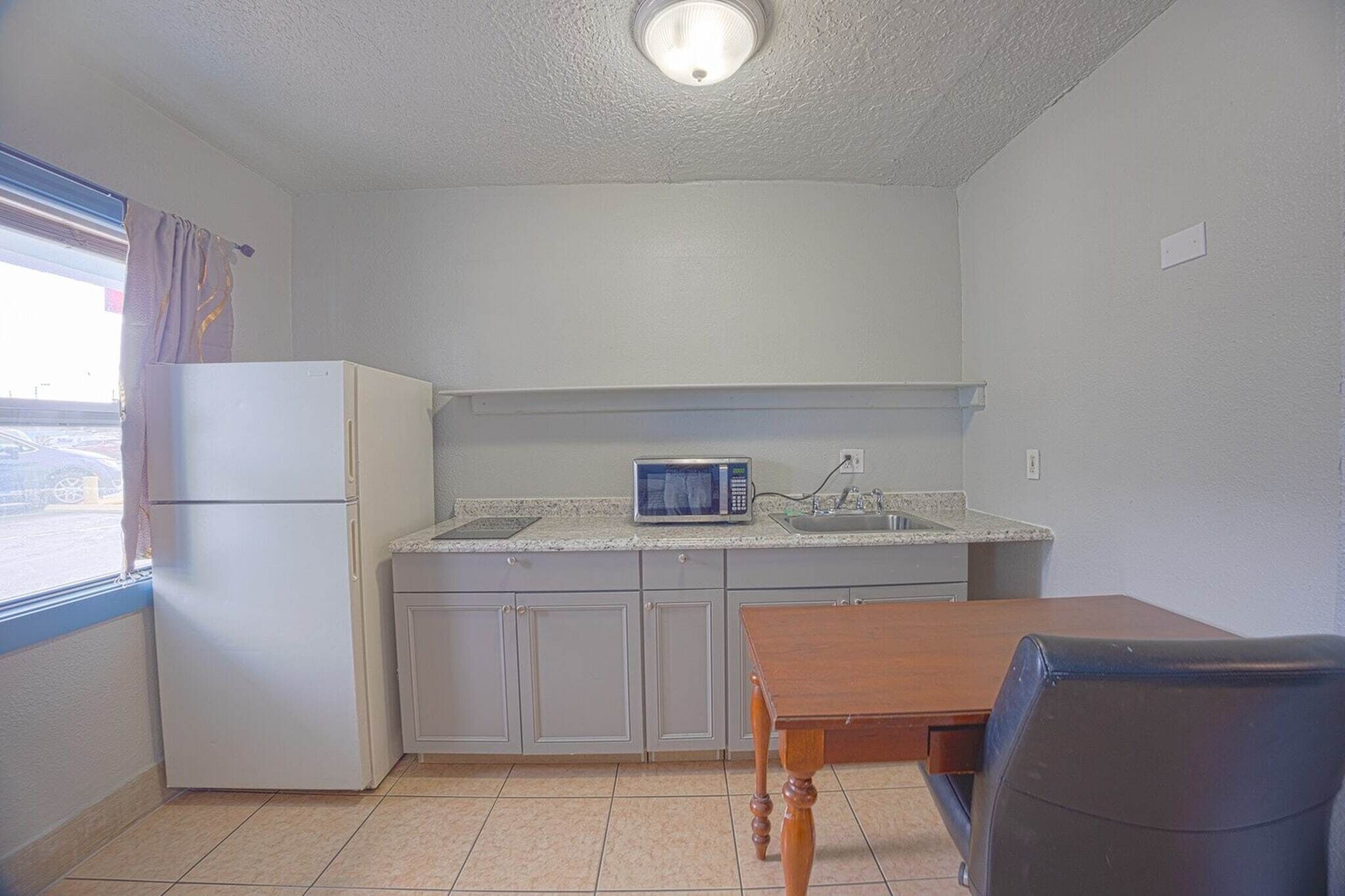 Fridge, microwave, coffee/tea maker