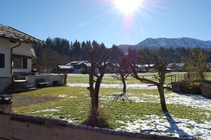 A residential area with houses, a grassy yard, and a mountain in the background. - Holiday home with 3 bedrooms (Oberstdorf \/ Tiefenbach)