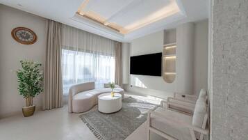 Luxury Villa, 4 Bedrooms, Poolside | Living area