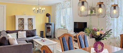 TV, fireplace