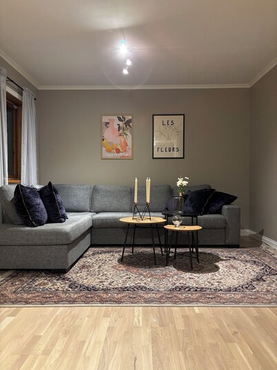 Modern 3-Bedroom Apartment in Raufoss Centre with Private Garden