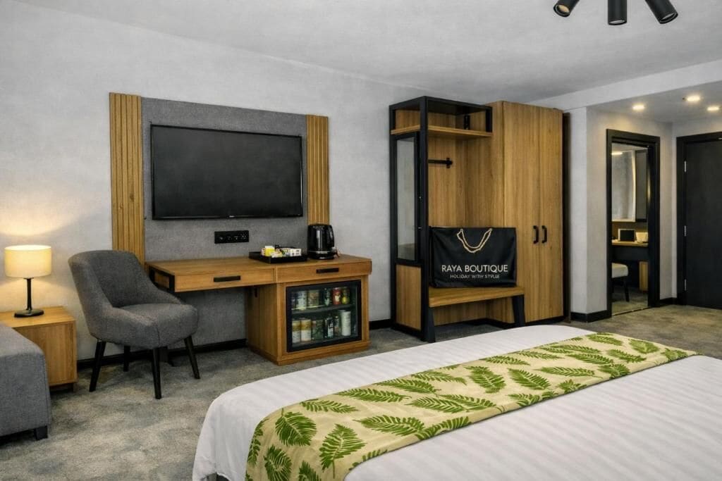 Desk, blackout drapes, iron/ironing board, free WiFi